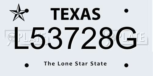 L53728G Texas License Plate