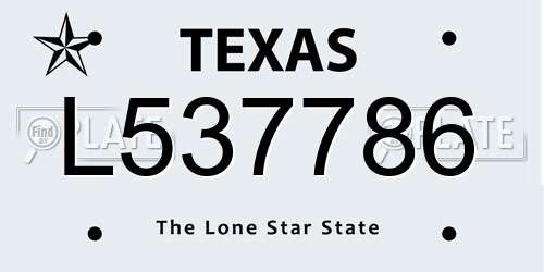 L537786 Texas License Plate