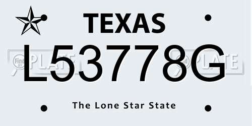 L53778G Texas License Plate