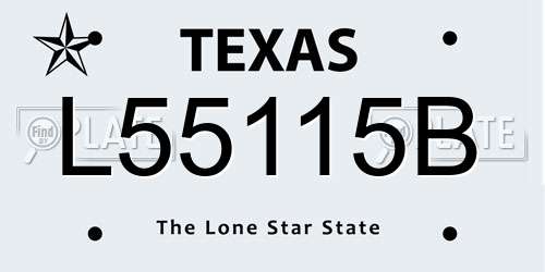 L55115B Texas License Plate