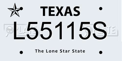 L55115S Texas License Plate