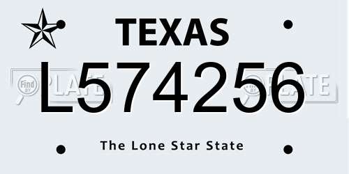 L574256 Texas License Plate