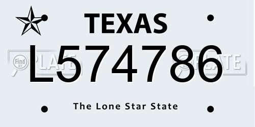 L574786 Texas License Plate