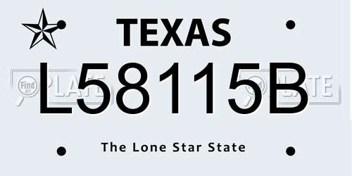 L58115B Texas License Plate