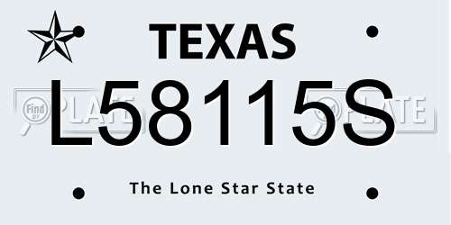 L58115S Texas License Plate