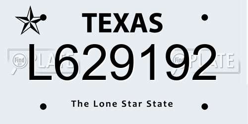 L629192 Texas License Plate