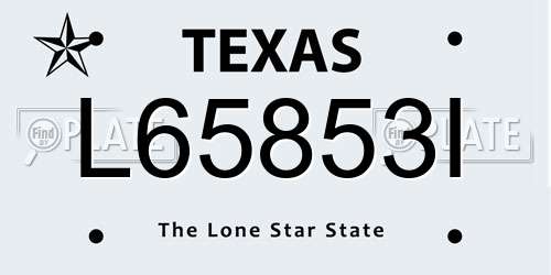 L65853I Texas License Plate