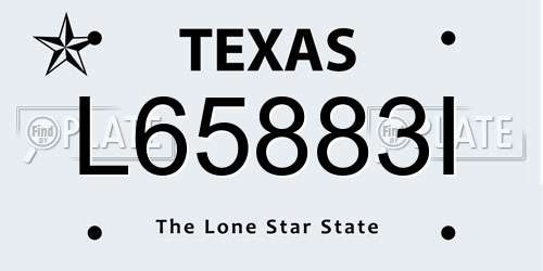 L65883I Texas License Plate