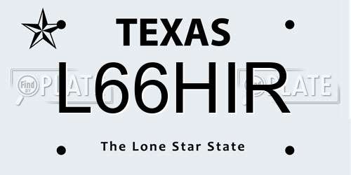 L66HIR Texas License Plate