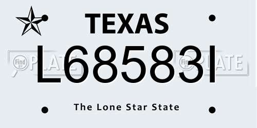 L68583I Texas License Plate