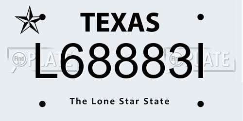 L68883I Texas License Plate