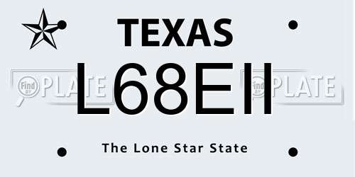 L68EII Texas License Plate