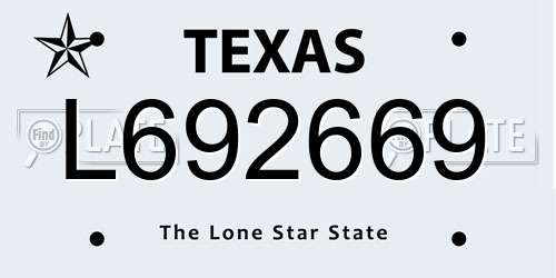 L692669 Texas License Plate