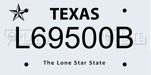 L69500B Texas License Plate