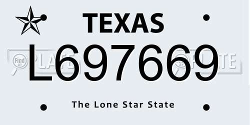 L697669 Texas License Plate