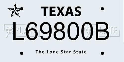 L69800B Texas License Plate