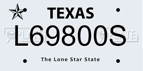L69800S Texas License Plate