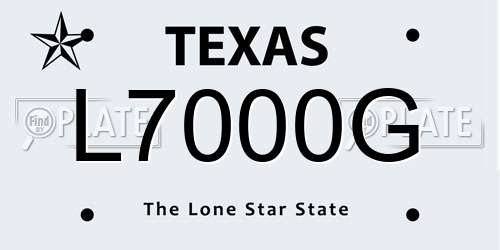 L7000G Texas License Plate