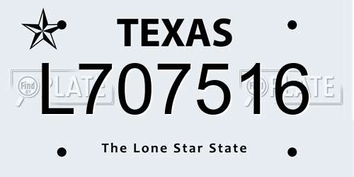 L707516 Texas License Plate