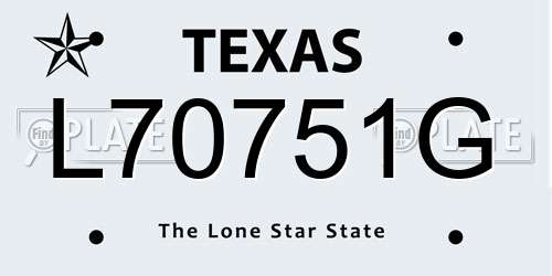 L70751G Texas License Plate