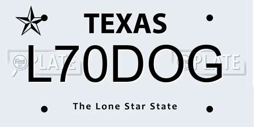 L70DOG Texas License Plate