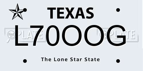 L70OOG Texas License Plate
