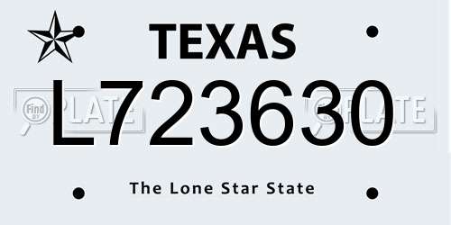 L723630 Texas License Plate