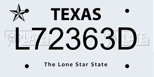 L72363D Texas License Plate