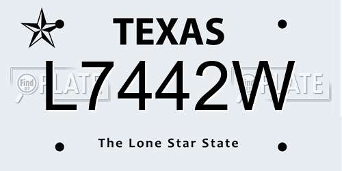 L7442W Texas License Plate