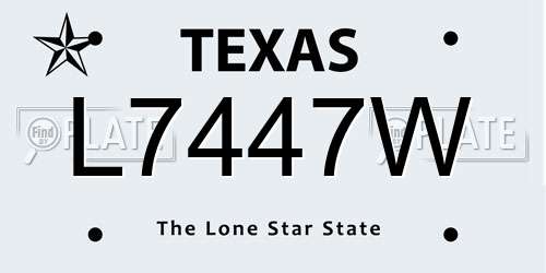 L7447W Texas License Plate