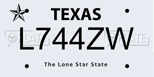 L744ZW Texas License Plate