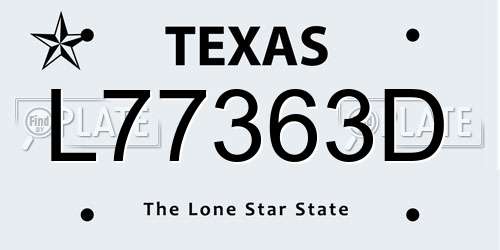 L77363D Texas License Plate