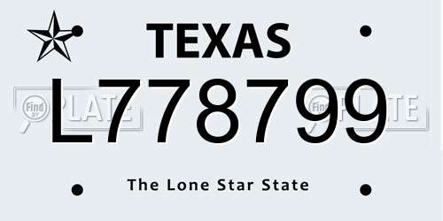 L778799 Texas License Plate