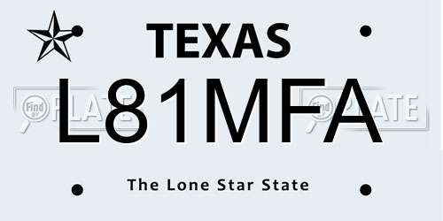 L81MFA Texas License Plate