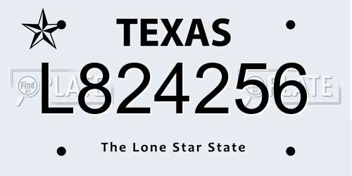 L824256 Texas License Plate