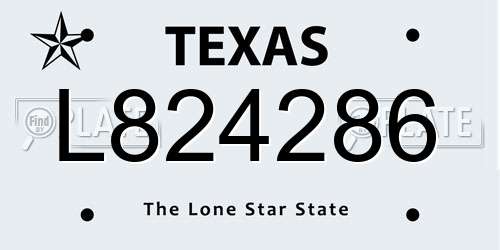 L824286 Texas License Plate