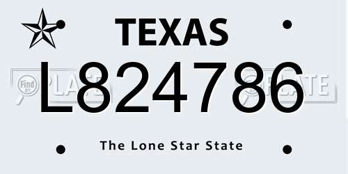 L824786 Texas License Plate