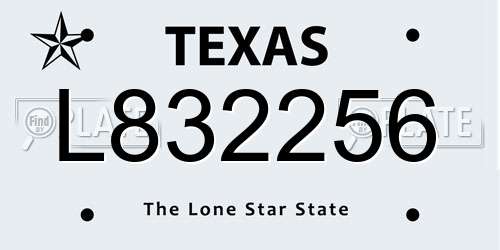 L832256 Texas License Plate