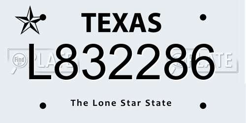 L832286 Texas License Plate