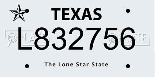 L832756 Texas License Plate