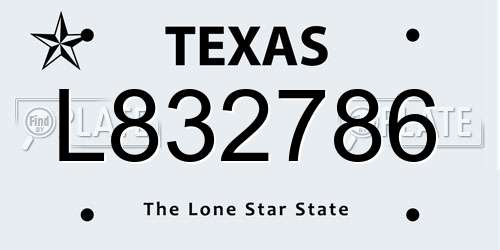L832786 Texas License Plate