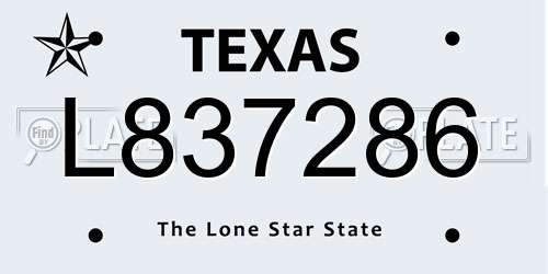 L837286 Texas License Plate