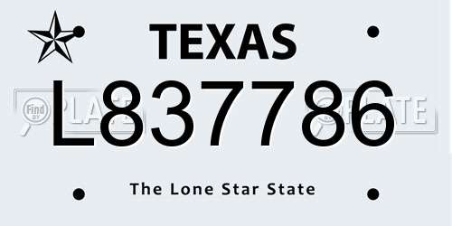L837786 Texas License Plate