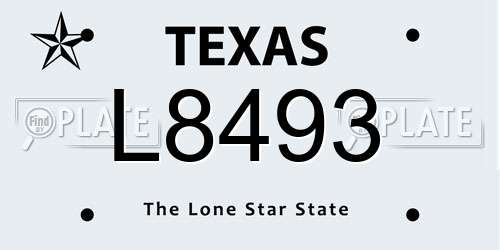 L8493 Texas License Plate