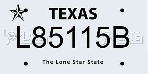 L85115B Texas License Plate
