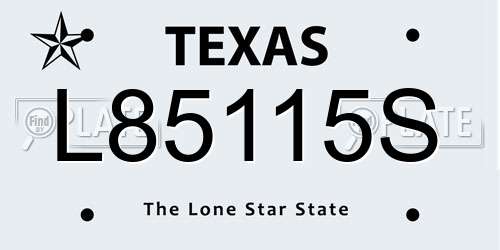 L85115S Texas License Plate