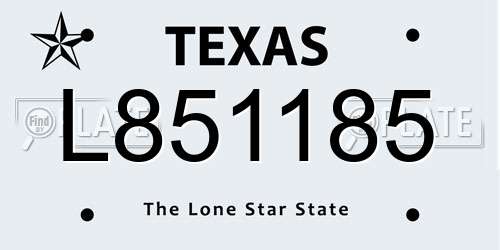 L851185 Texas License Plate