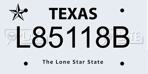 L85118B Texas License Plate