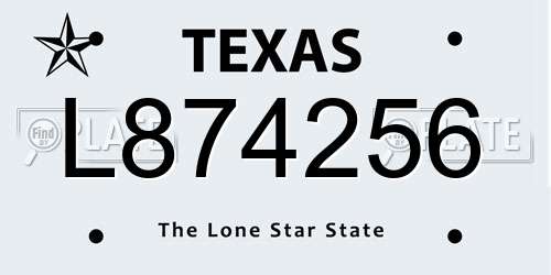 L874256 Texas License Plate