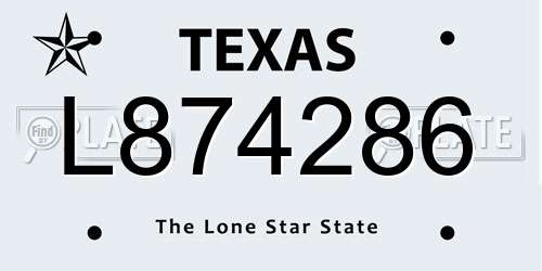 L874286 Texas License Plate